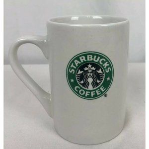 2008 White Starbucks Mug With Green Black Mermaid